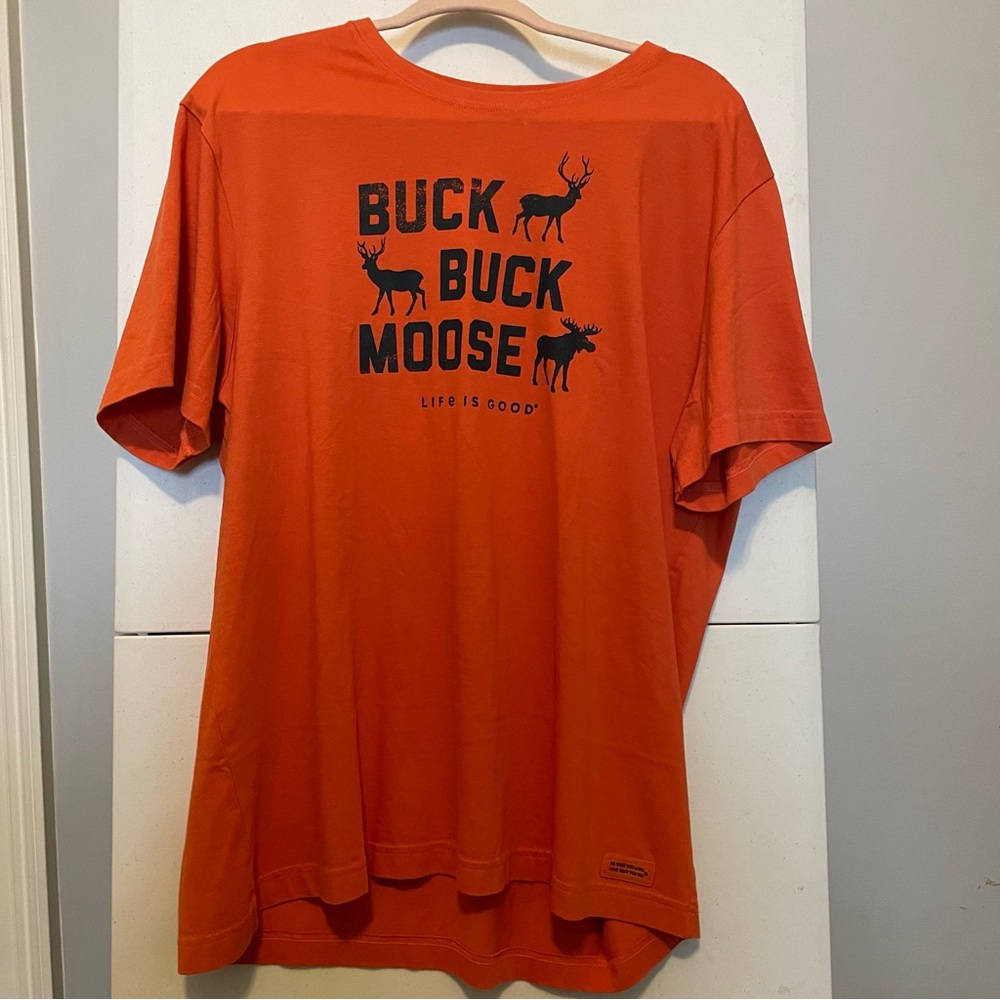 Life is good men’s L brand new unused orange tee shirt